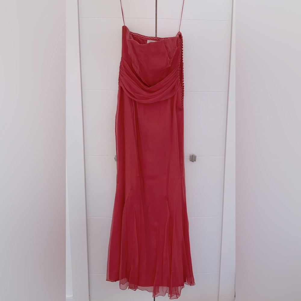 Dior- gown strapless- Galiano design-size 4 Rapsberry